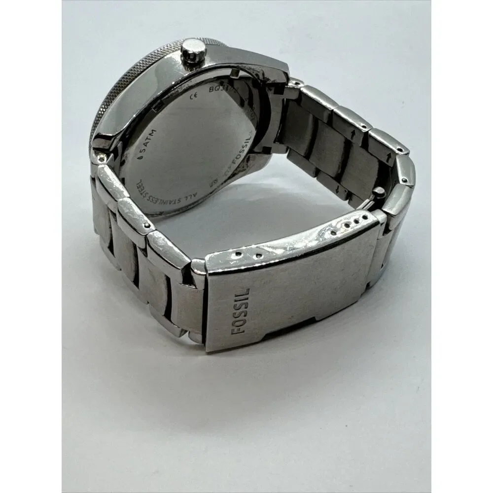 Fossil Justine BQ3102 Men Silver Stainless Steel Analog Dial Wrist Watch JNA338